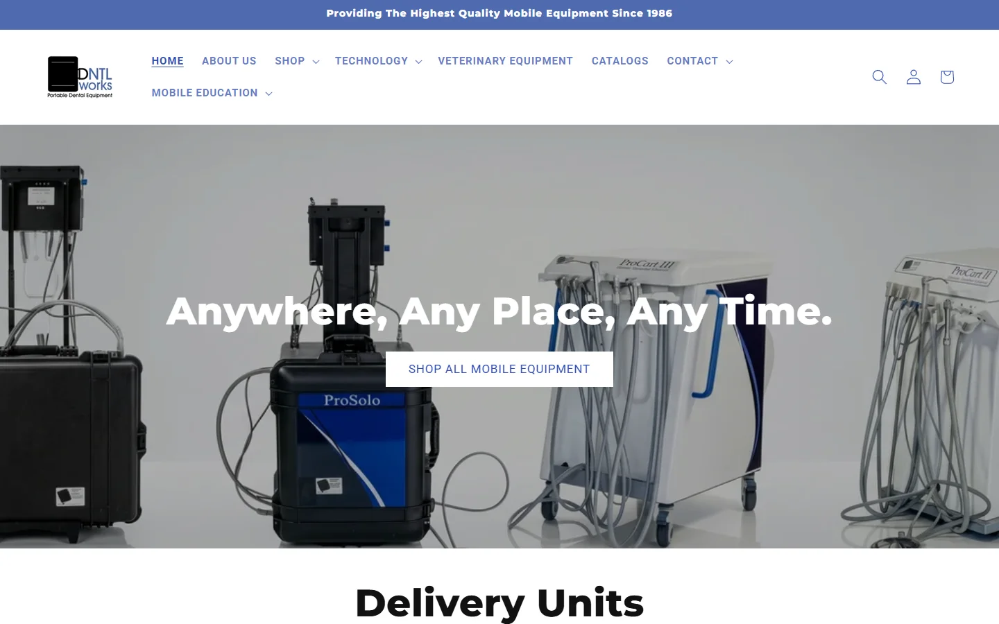 Dntlworks homepage on desktop