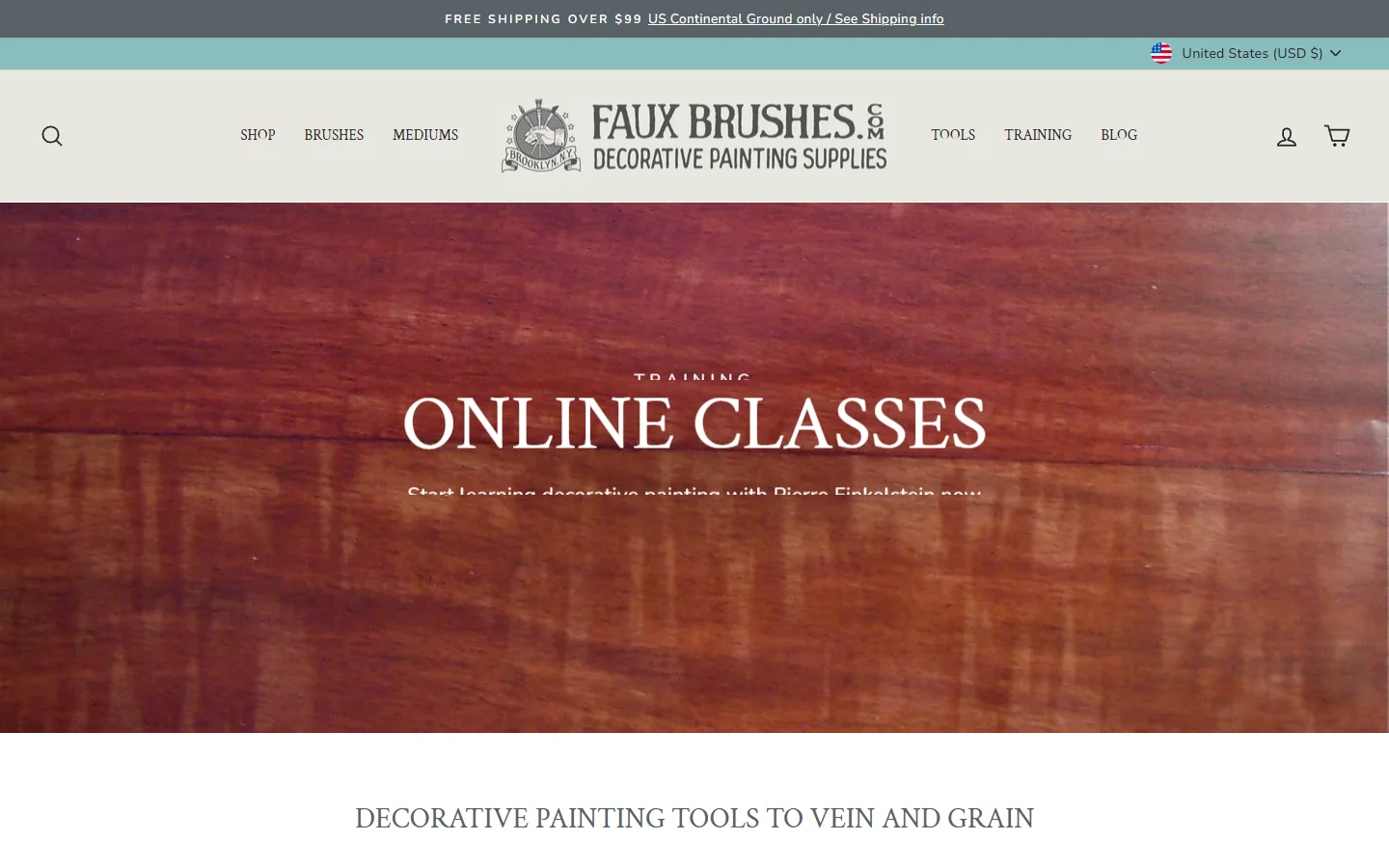 Faux Brushes website homepage