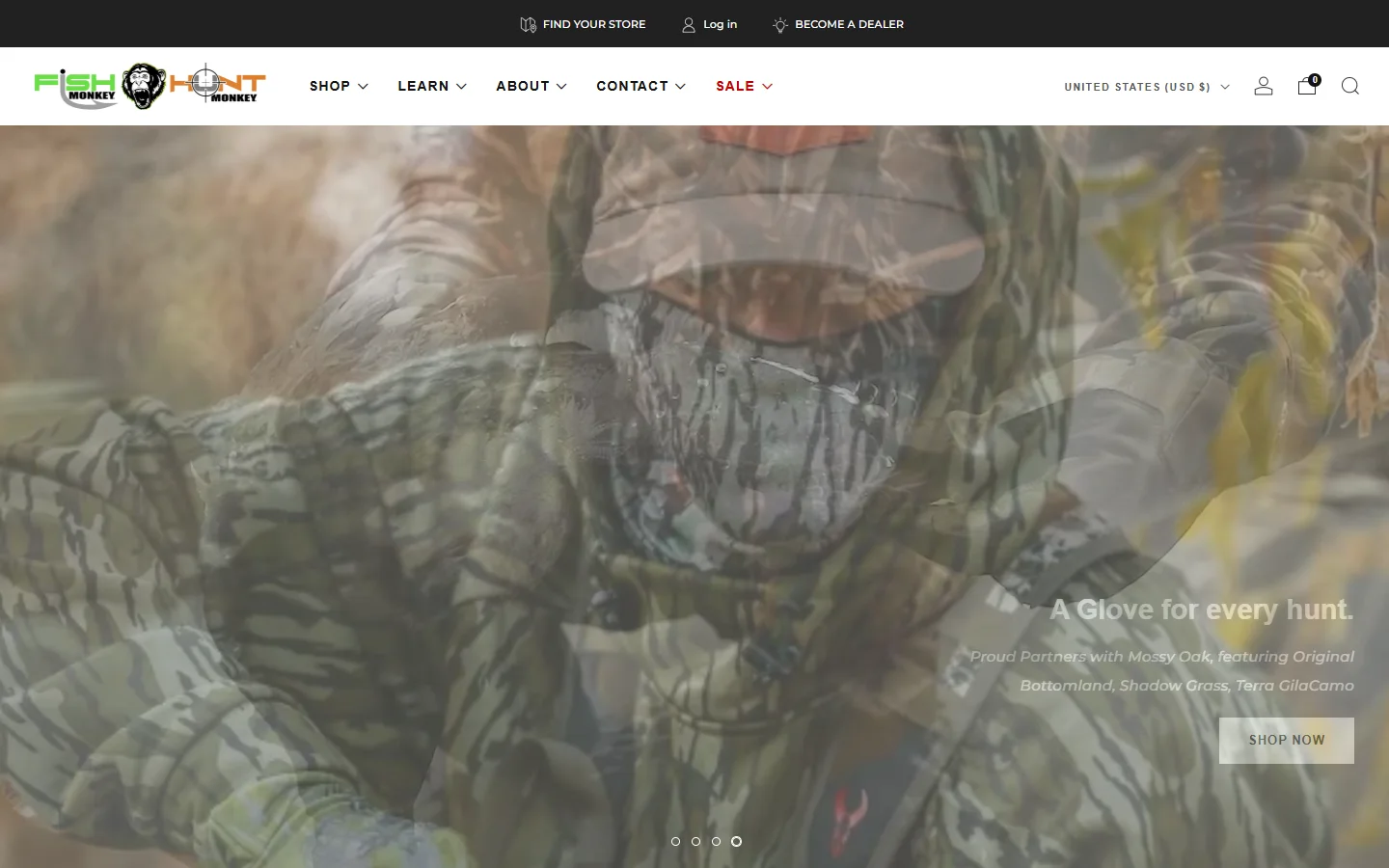 Fish Monkey Gloves website homepage