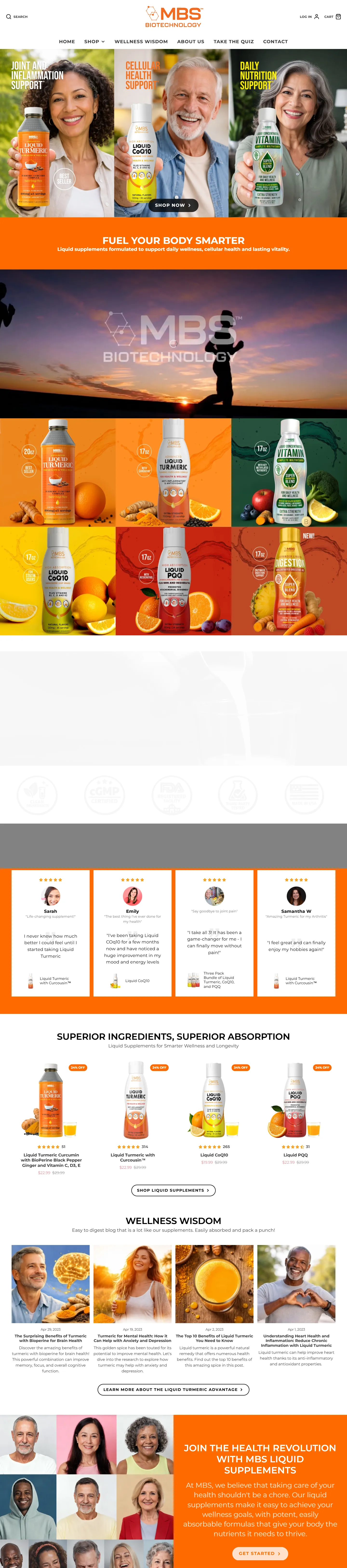 MBS Biotechnology website, full page
