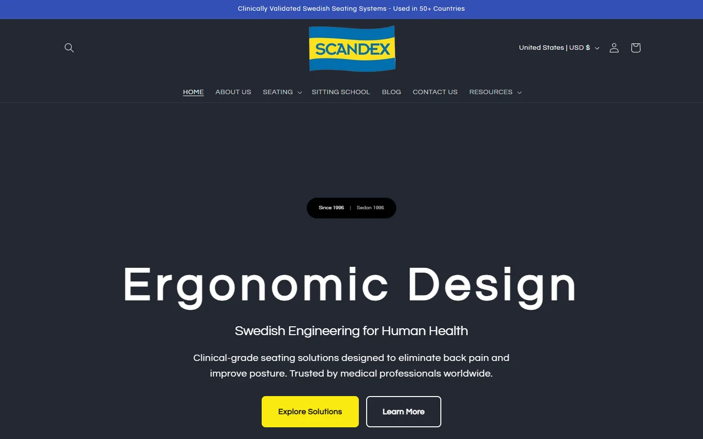 Scandex Chairs website homepage