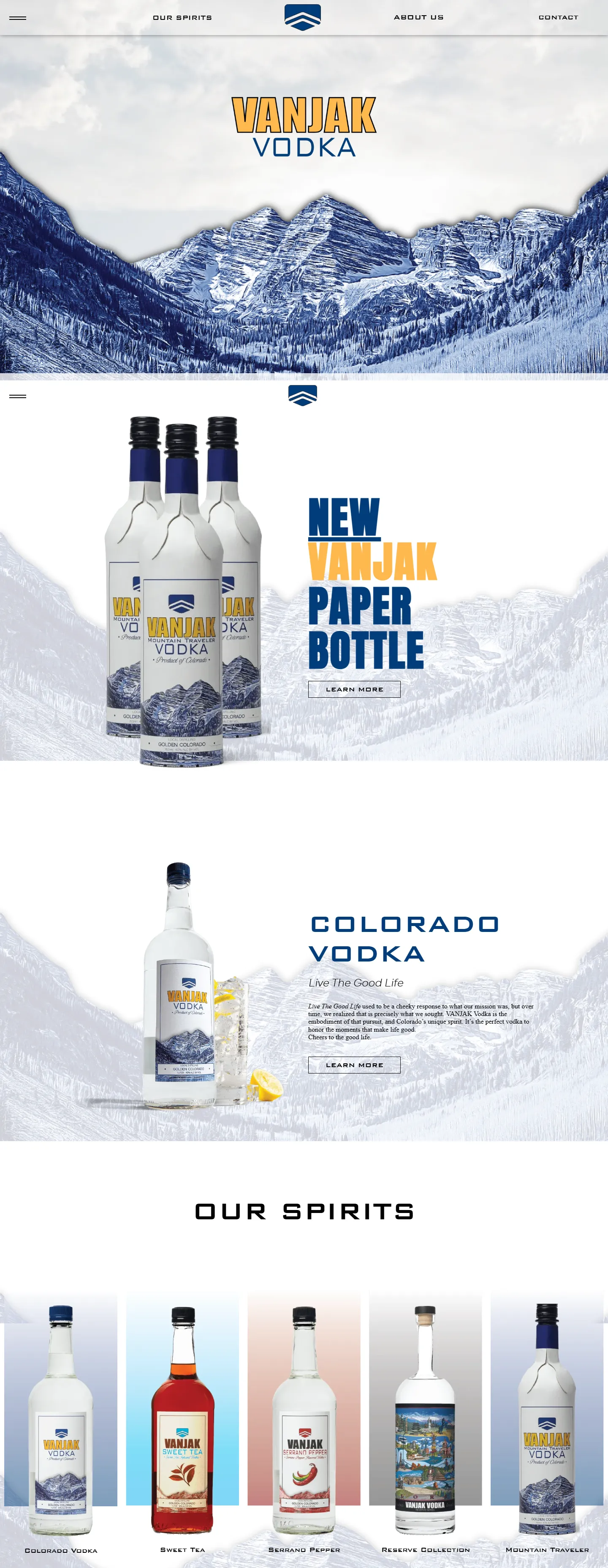 Vanjak Vodka website, full page